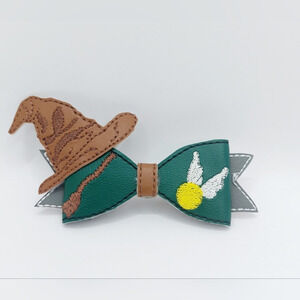 Adorable Sorting Hat Slytherin Bow Clip‎ Style